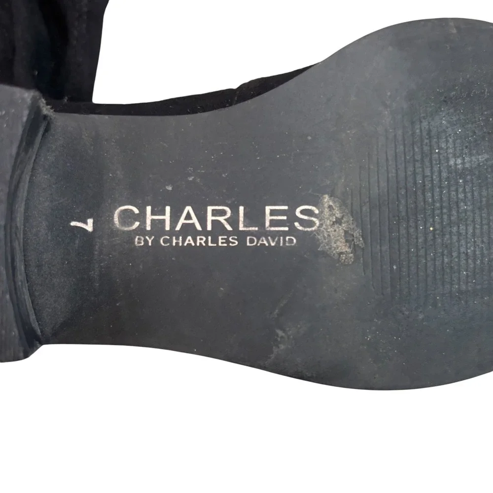 Charles by Charles David Black Faux Suede Lace Up Over The Knee Boots Size 7